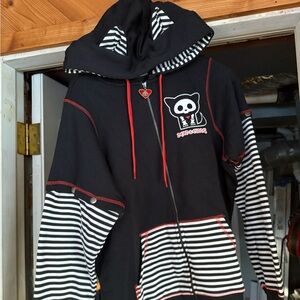 Women’s small zip hoodie with cat ears skelanimals